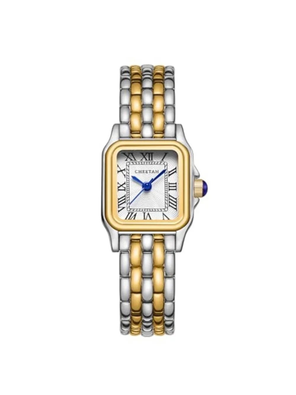 Gold Watches for Women with Small Vintage Bracelet, Rectangular Case